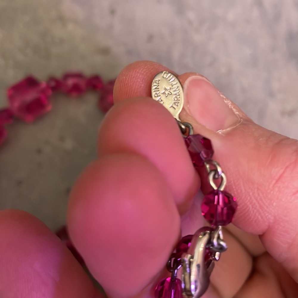 Tarina Tarantino pink Swarovski rhinestone Valentines Day heart necklace XL - Picture 10 of 17